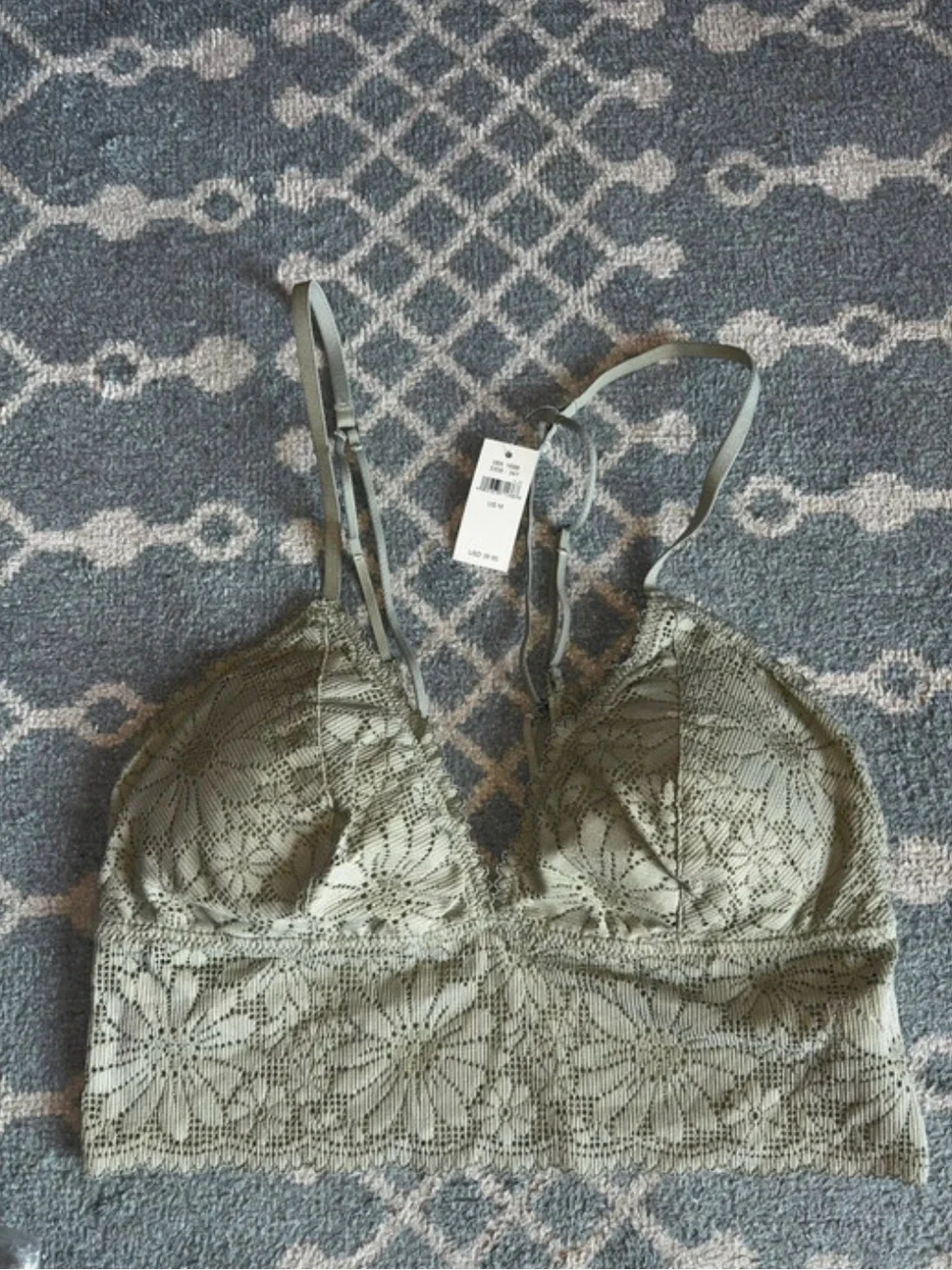 Aerie Lace Floral Bralette - Sage Green